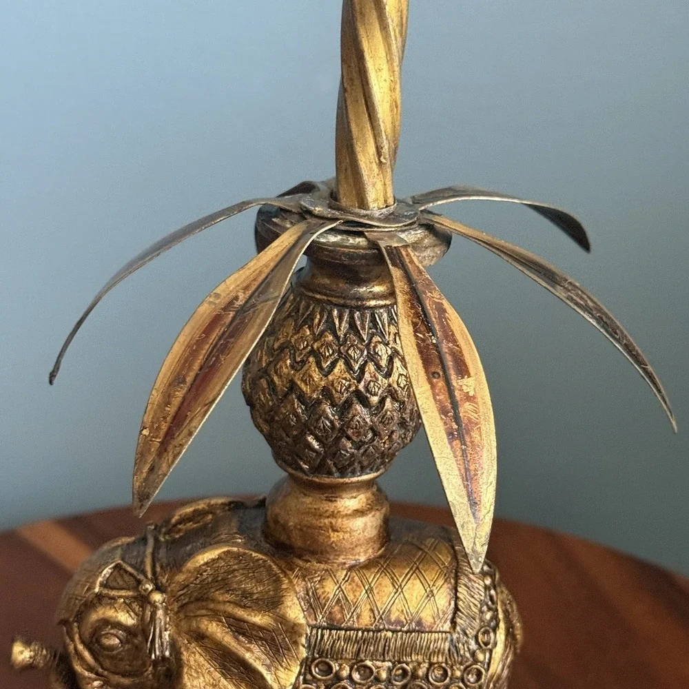 Vintage Gilded Elephant Table Lamp (Base Only) Indian Hollywood Regency Boho 14